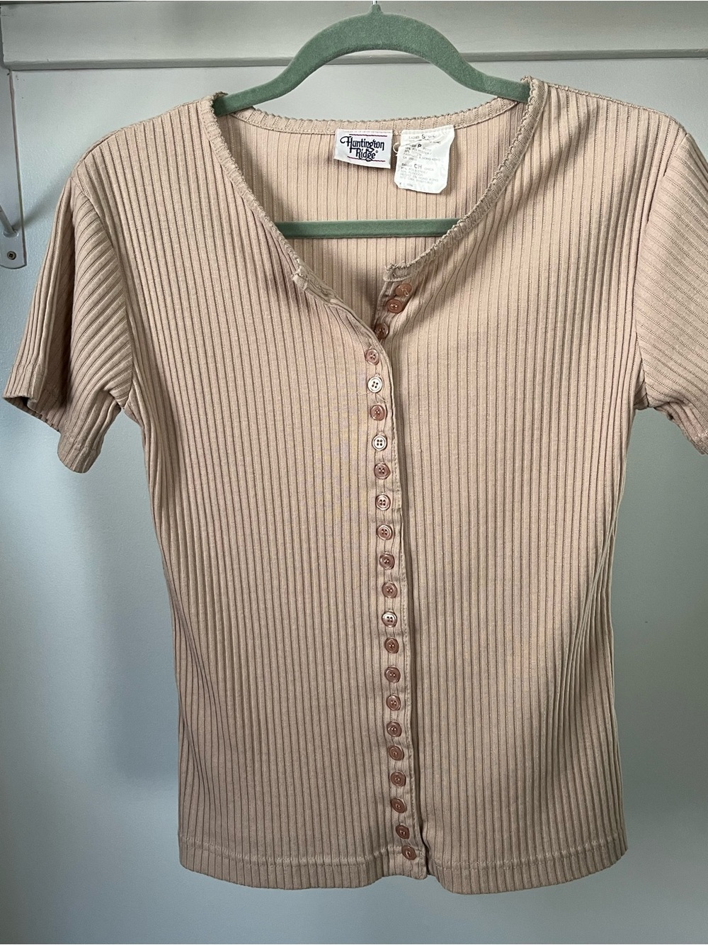 Vintage Huntington Ridge Ribbed Button-Front Tee Size S - Picture 3 of 10